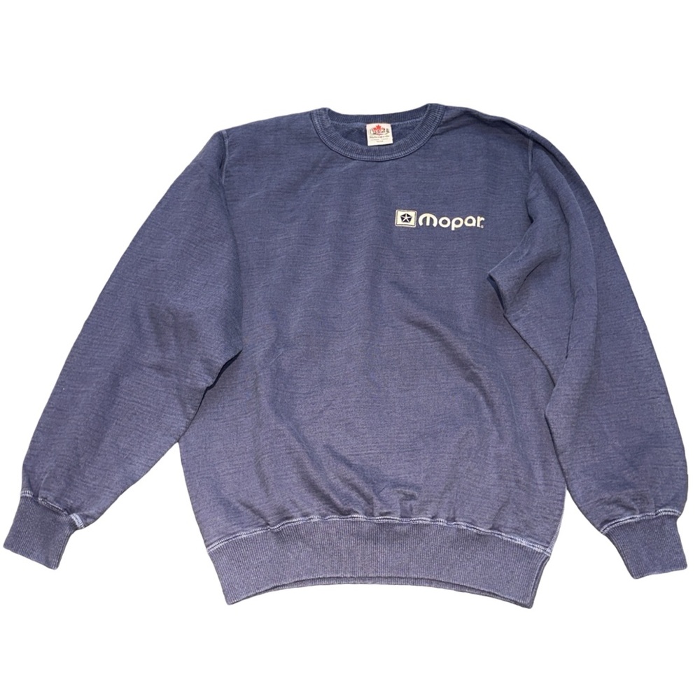 VINTAGE CHOKO MOTORSPORTS MOPAR men's blue embroidered crewneck, size medium.